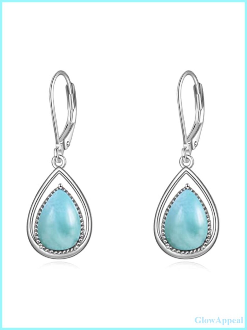 Sterling Silver Larimar Leverback Dangle Earrings Hypoallergenic Gift